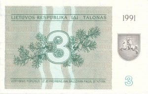 3 Talonu banknotas 1991m, aversas https://www.manokolekcija.lt