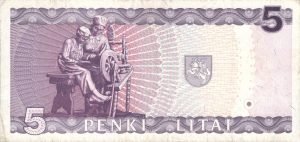 5 Litu banknotas 1993m, reversas https://www.manokolekcija.lt