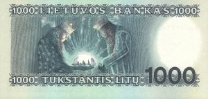 1000 Litu banknotas 1991m, reversas https://www.manokolekcija.lt