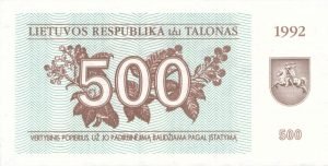 500 Talonu banknotas 1992m, aversas https://www.manokolekcija.lt