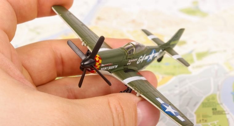 P51D Mustang lėktuvo modelis su stoveliu