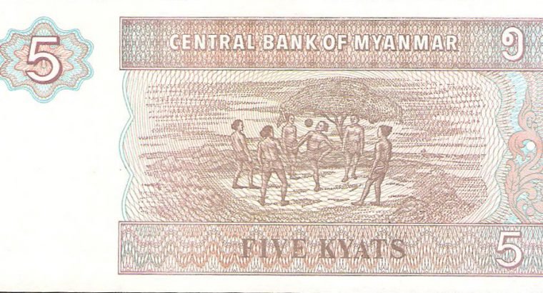 5 Myanmaro Kajatų banknotas