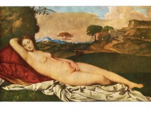 Atvirukas su Giorgione paveikslo „Mieganti Venera“ reprodukcija, VDR.