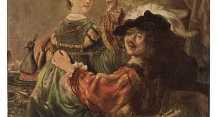 Atvirukas su Rembrandto paveikslo „Autoportretas su Saskija“ reprodukcija, VDR.