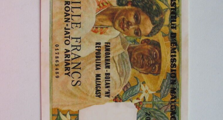 1000 franku , Madagaskaras , 1953