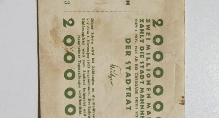 2 milijonai markiu , Manheim Vokietija , 1923